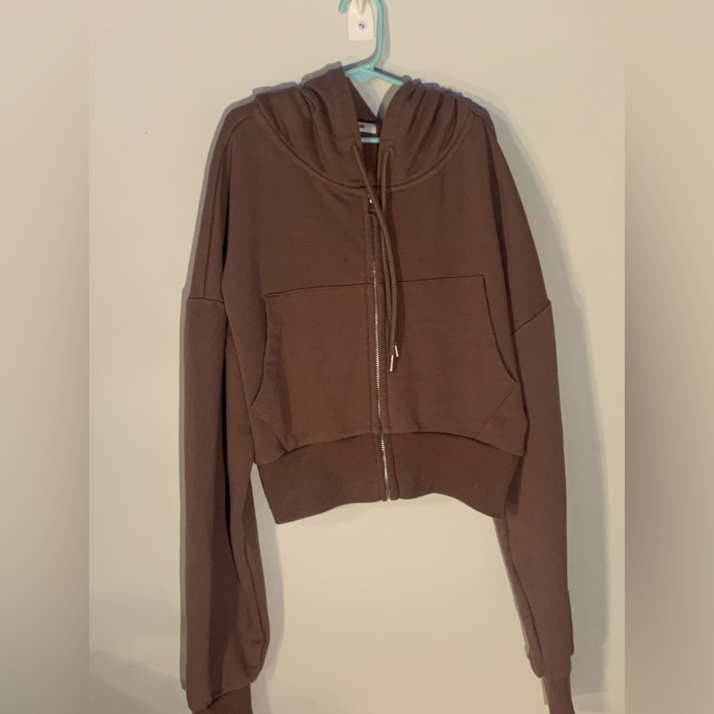 Cropped Brown Zip Up